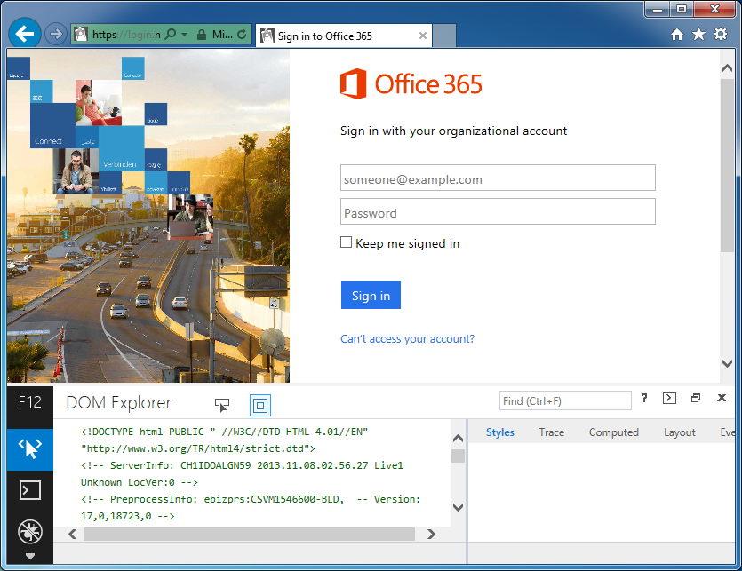 Sign into Office 365 - Developer Console