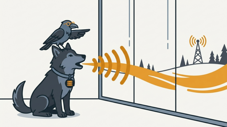 the wolf sending a call out of a glass window, an amber call, the raven pointing