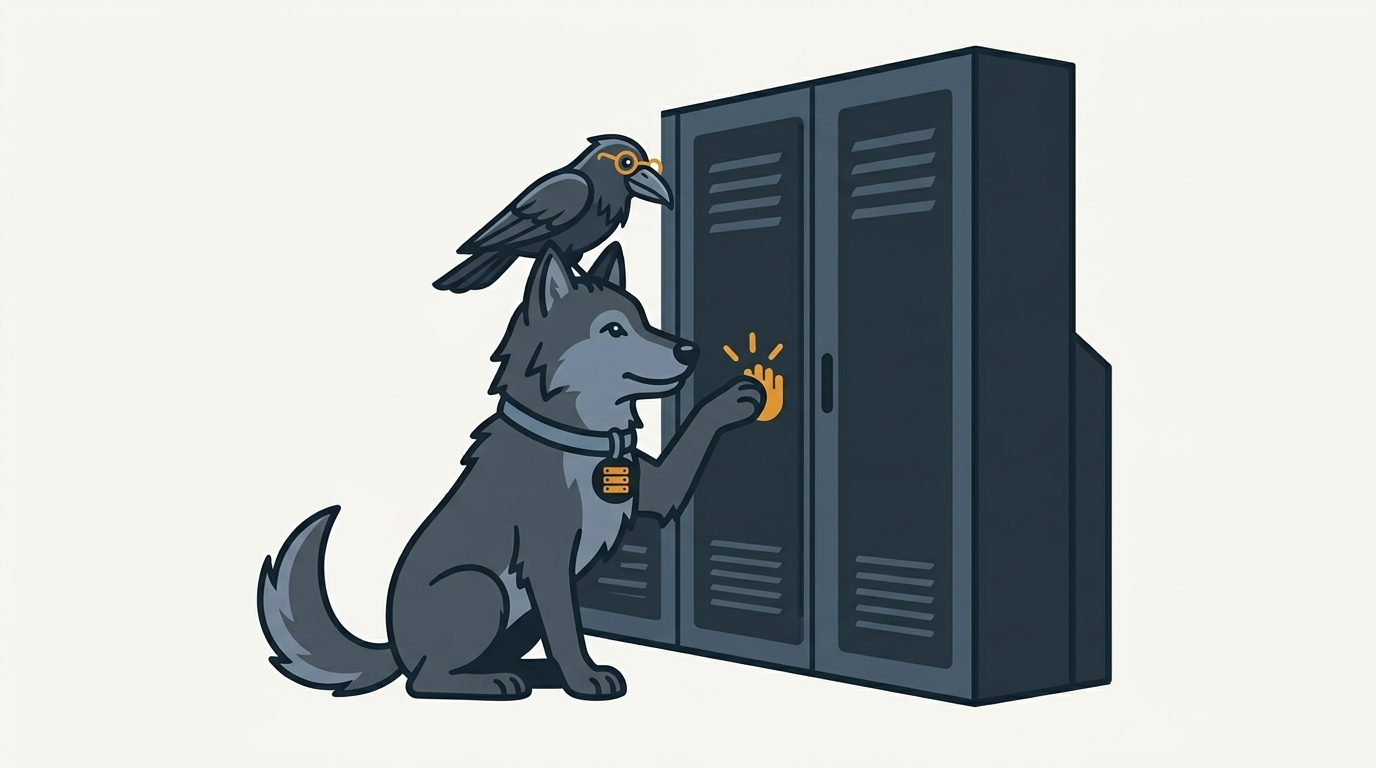 the wolf knocking on a server door to ask who lives inside, an amber knock, the raven listening